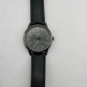 Geneva‎ Gunmetal Watch Round Black Radiant Dial on Black Rubber Band Untested